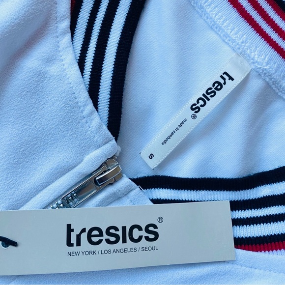 NWT Varsity Stripe Front Zip Light Weight Bomber Style Jacket Size S - Picture 7 of 8